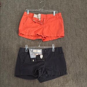 J Crew Navy and Orange Chino Shorts Casual Style
